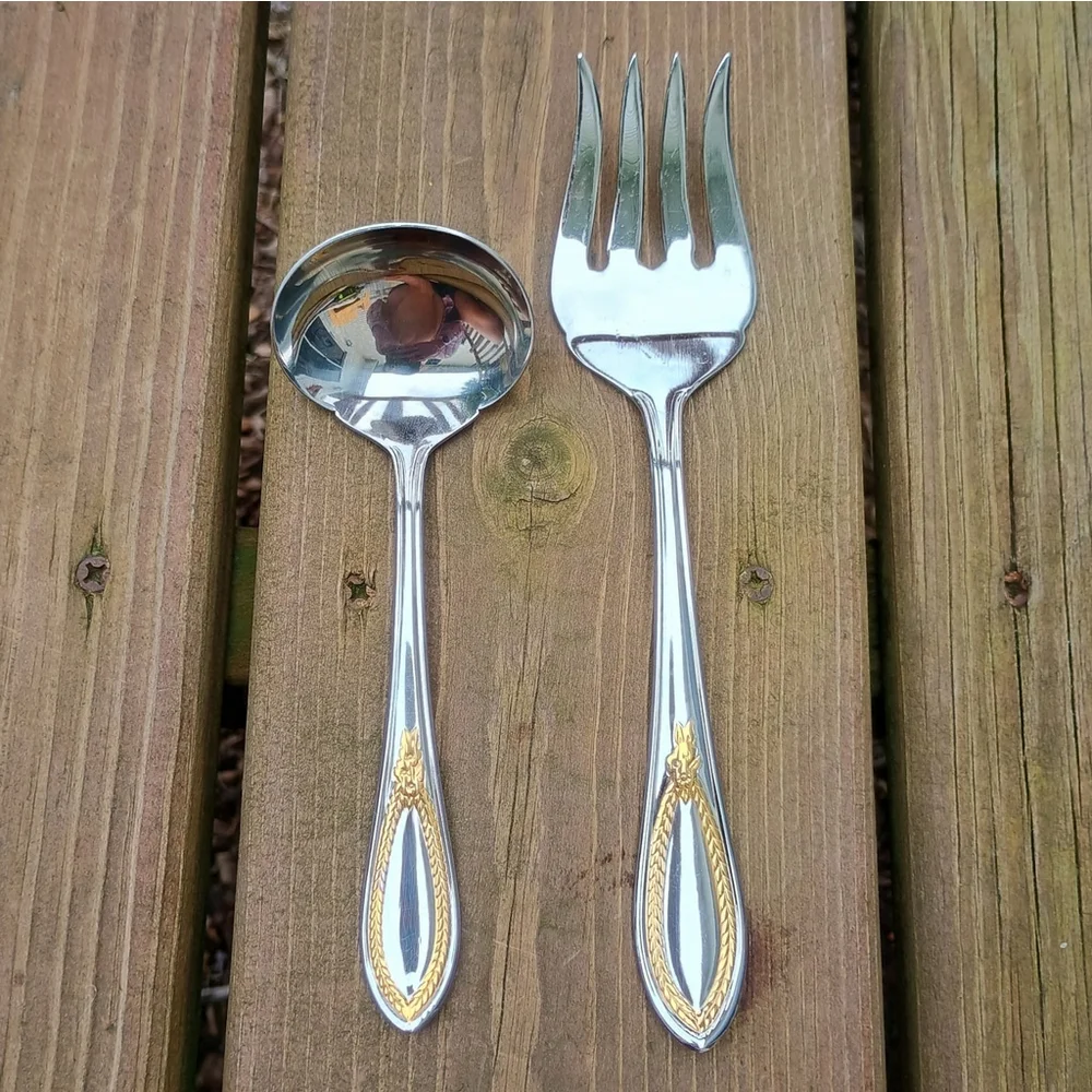 Mayfair Gold By Yamazaki 2 Piece Serving Set Meat Fork Ladle
